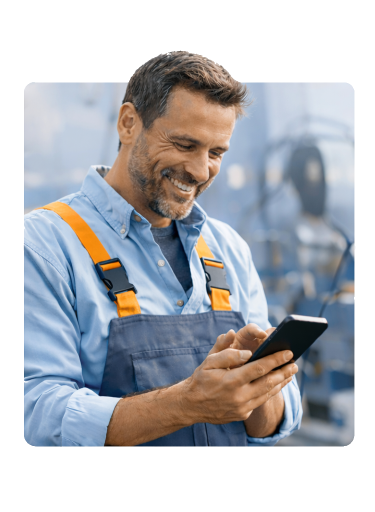 Handwerker nutzt KITE Software auf dem Smartphone