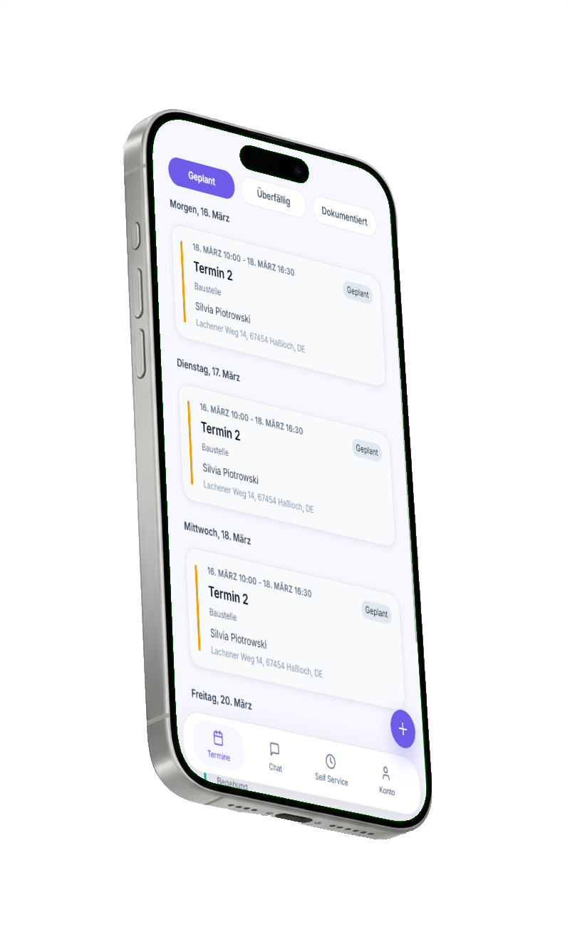 Kalenderansicht zur Auftragserstellung